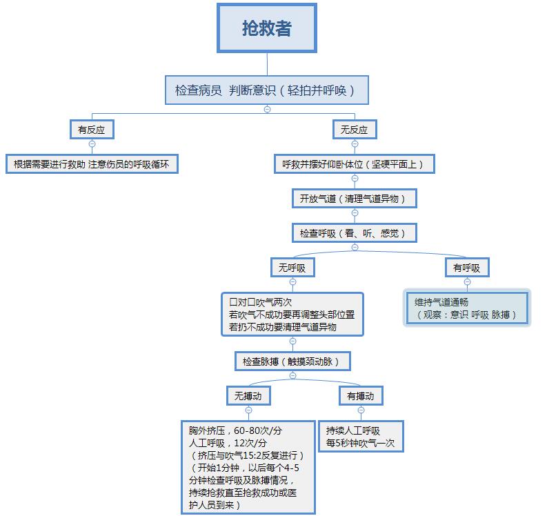 單人現(xiàn)場心肺復蘇法流程圖
